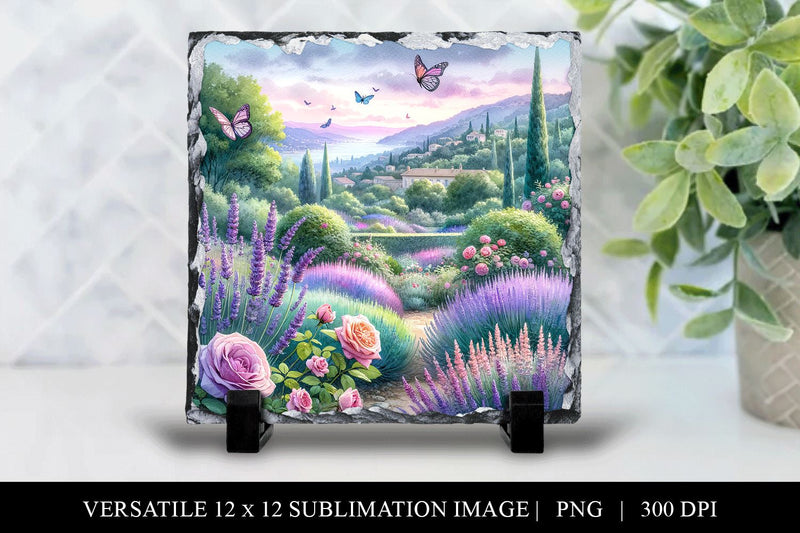 12 x 12 French Riviera Landscape Illustration Sublimation BijouBay 