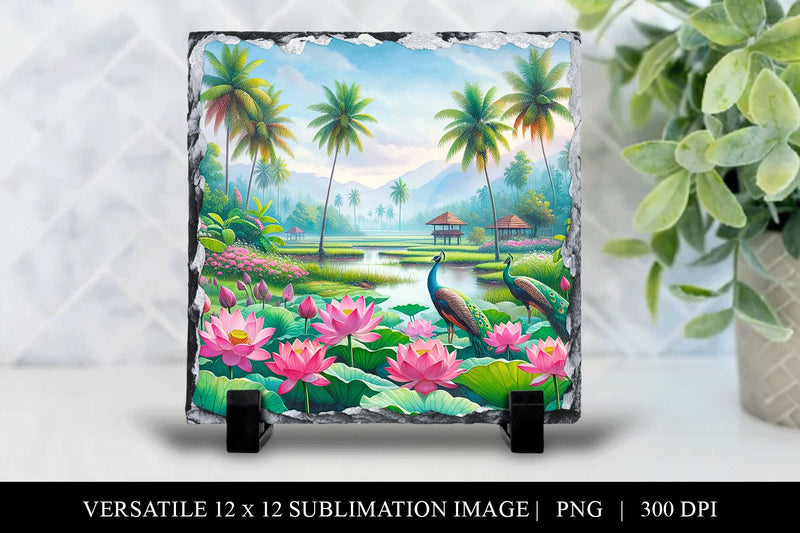 12 x 12 India Landscape Illustration Sublimation BijouBay 
