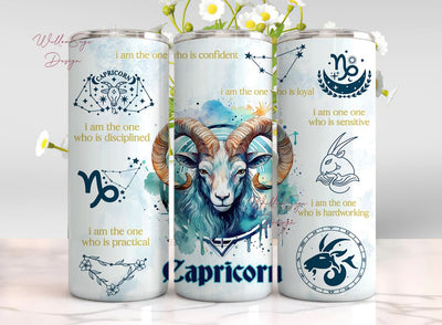 12 Zodiac Sign Affirmation 20 oz Skinny Tumbler Sublimation Designs bundle PNGs, Astrology Tumbler Wrap PNG, Celestial Signs Astrologer png Sublimation WillowSageDesign 