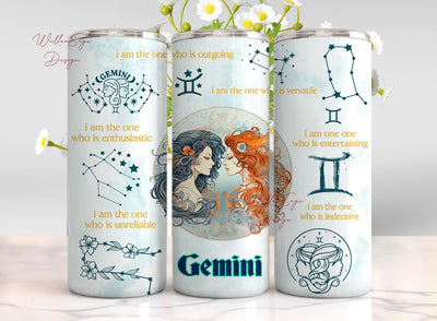 12 Zodiac Sign Affirmation 20 oz Skinny Tumbler Sublimation Designs bundle PNGs, Astrology Tumbler Wrap PNG, Celestial Signs Astrologer png Sublimation WillowSageDesign 