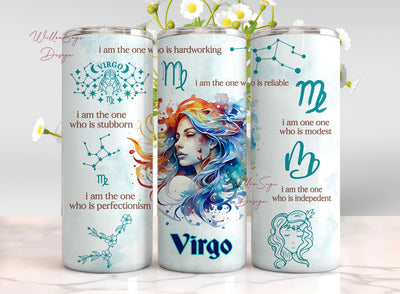 12 Zodiac Sign Affirmation 20 oz Skinny Tumbler Sublimation Designs bundle PNGs, Astrology Tumbler Wrap PNG, Celestial Signs Astrologer png Sublimation WillowSageDesign 