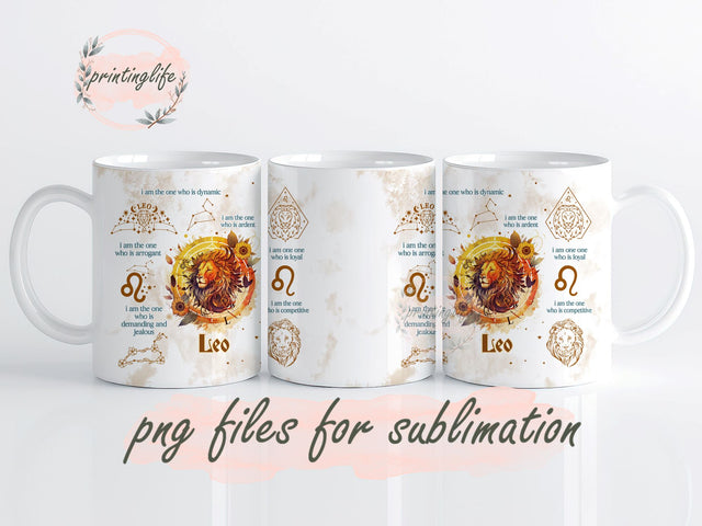 12 Zodiac Sign Affirmation Mug Wrap Design, Instant Digital Design Download Mug Wrap Design, Mug Design PNG Sublimation PrintingLife 