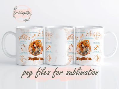 12 Zodiac Sign Affirmation Mug Wrap Design, Instant Digital Design Download Mug Wrap Design, Mug Design PNG Sublimation PrintingLife 