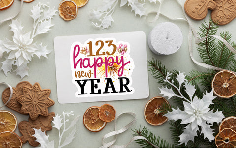 123 happy new Sticker Design Sublimation Regulrcrative 