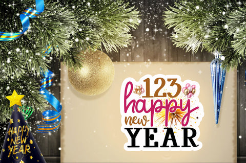 123 happy new Sticker Design Sublimation Regulrcrative 