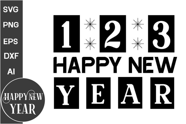 123 Happy New Year SVG Cut File SVG DesignPlante 503 