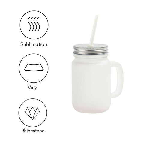 12oz Sublimation Frosted Mason Jars with Straws | Craft Express 4 Pack | Sublimation Blanks Physical Craft Express 