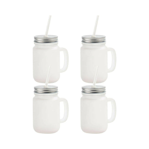 12oz Sublimation Frosted Mason Jars with Straws | Craft Express 4 Pack | Sublimation Blanks Physical Craft Express 