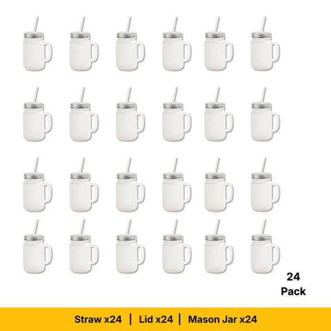 12oz Sublimation Frosted Mason Jars with Straws | Craft Express 4 Pack | Sublimation Blanks Physical Craft Express 24-Pack 