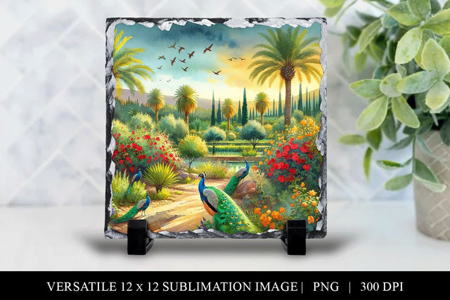 12x12 Moroccan Landscape Sublimation Design PNG Sublimation BijouBay 