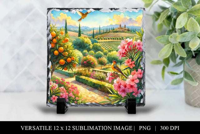 12x12 Spanish Landscape Sublimation Design PNG Sublimation BijouBay 