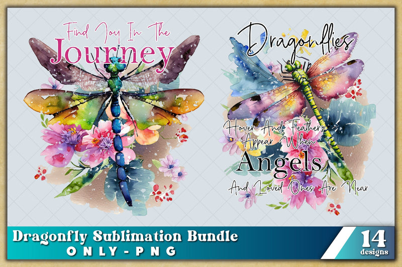 14 Dragonfly Sublimation Bundle, Insect PNG Design, Decorative ...