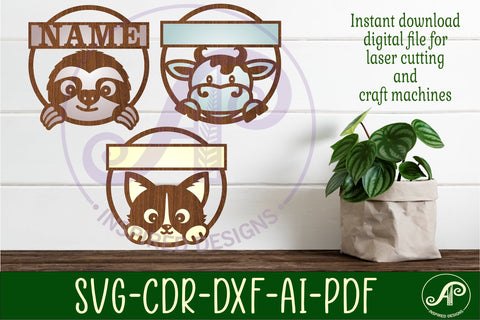 15 animal name sign, nursery wall art, laser cut templates SVG APInspireddesigns 