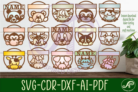 15 animal name sign, nursery wall art, laser cut templates SVG APInspireddesigns 