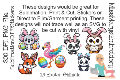 15 Cute Easter Animals | Easter Clipart | Easter Sublimation Sublimation MissMarysEmbroidery 