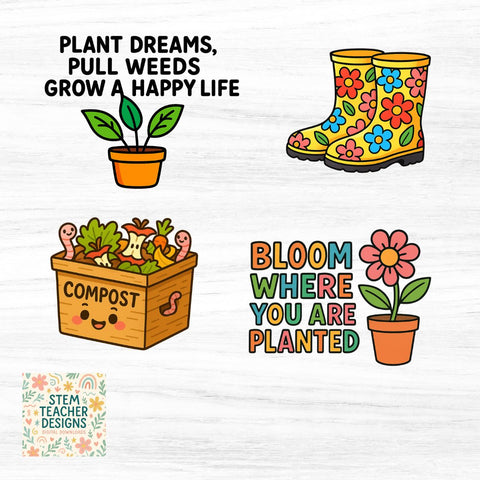 15 Gardening Clipart PNGs – Cute Garden Tools, Plants, and Quotes! Sublimation The STEM Teacher 