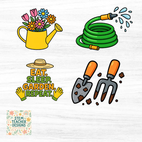 15 Gardening Clipart PNGs – Cute Garden Tools, Plants, and Quotes! Sublimation The STEM Teacher 