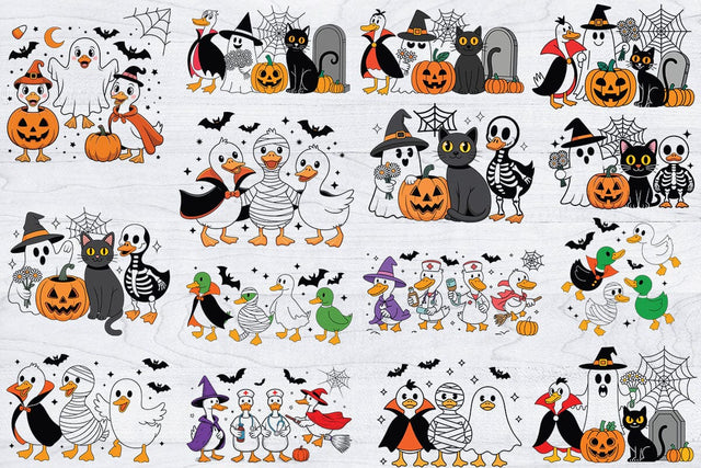 15 Halloween Goose SVG Bundle, Pumpkin Goose Shirt, Skeleton Goose Svg SVG Creativeart88 