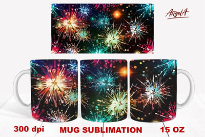 15 oz mug wrap sublimation, colorful fireworks png Sublimation Angelina Semenova 