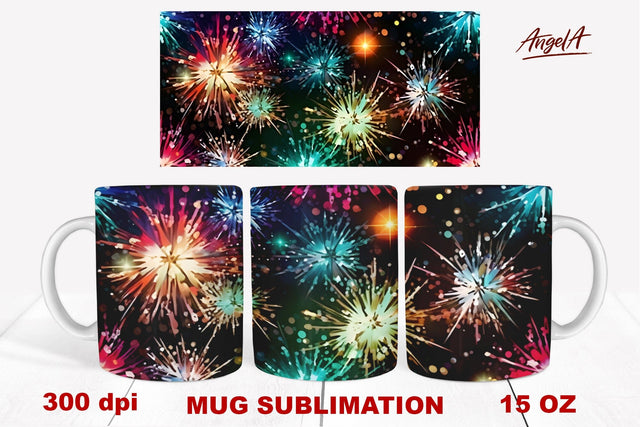 15 oz mug wrap sublimation, colorful fireworks png Sublimation Angelina Semenova 