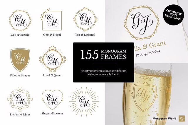 155 Frames for Wedding Monograms SVG Monogram World 