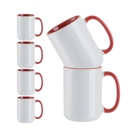 15oz Ceramic Sublimation Mugs | Pack of 6 | Craft Express Sublimation Blanks Physical Craft Express Red 