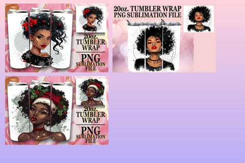 15x 20oz Tumbler Design Wrap Kit , Xmas Girl Sublimation afrosvg 