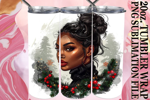 15x 20oz Tumbler Design Wrap Kit , Xmas Girl Sublimation afrosvg 
