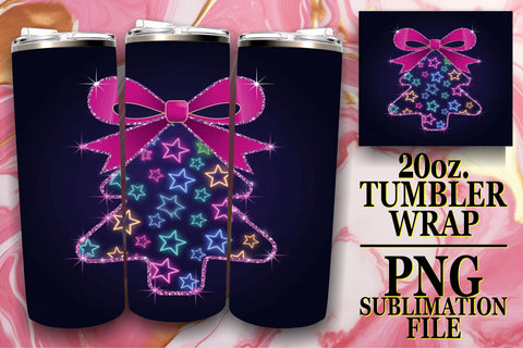 15x 20oz Tumbler Wrap Design Bundle Kit , Neon Xmas Sublimation afrosvg 
