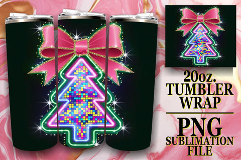 15x 20oz Tumbler Wrap Design Bundle Kit , Neon Xmas Sublimation afrosvg 