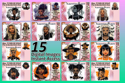 15x 20oz Tumbler Wrap Design Set , Halloween Sublimation afrosvg 