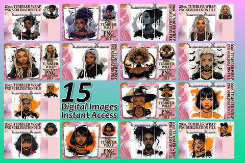 15x 20oz Tumbler Wrap Design Set , Halloween Sublimation afrosvg 