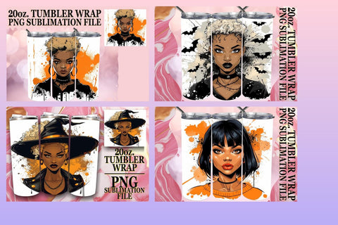 15x 20oz Tumbler Wrap Design Set , Halloween Sublimation afrosvg 