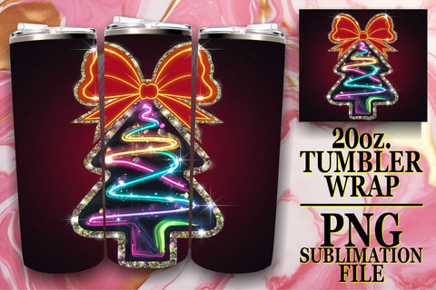 15x 20oz Tumbler Wrap Designs Collection , Neon Xmas Sublimation afrosvg 
