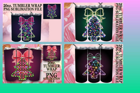 15x 20oz Tumbler Wrap Designs Collection , Neon Xmas Sublimation afrosvg 