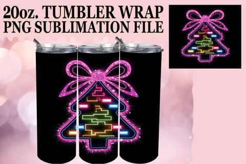 15x 20oz Tumbler Wrap Designs Collection , Neon Xmas Sublimation afrosvg 