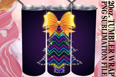 15x 20oz Tumbler Wrap Designs Collection , Neon Xmas Sublimation afrosvg 