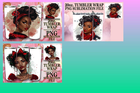 15x 20oz Tumbler Wraps Design Bundle Kit , Xmas Girl Sublimation afrosvg 