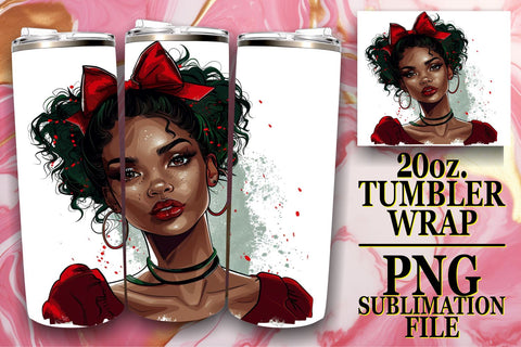 15x 20oz Tumbler Wraps Design Bundle Kit , Xmas Girl Sublimation afrosvg 