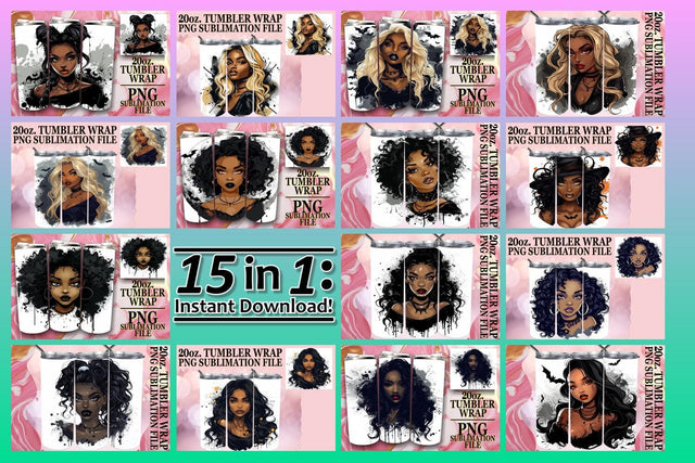 15x 20oz Tumbler Wraps Kit for Sublimation , Halloween Sublimation afrosvg 