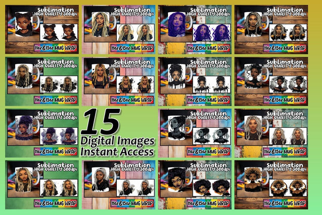 15x Abstract Mug Wrap Design , Halloween Sublimation afrosvg 