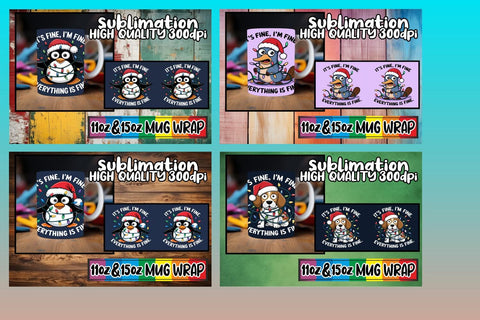 15x Artistic Mug Wrap Bundle , Xmas Sublimation afrosvg 