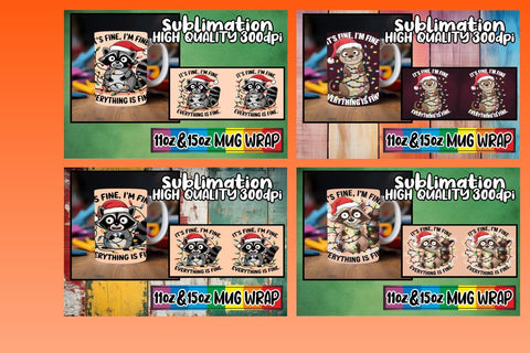 15x Artistic Mug Wrap Bundle , Xmas Sublimation afrosvg 