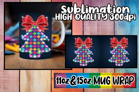 15x Beautiful Mug Wrap Design , Neon Xmas Sublimation afrosvg 