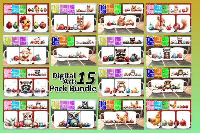 15x Bold Sublimation Mug Wrap , Holiday Sublimation afrosvg 