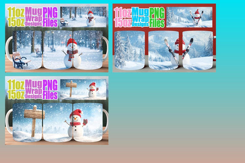 15x Bright Mug Wrap , Winter Sublimation afrosvg 