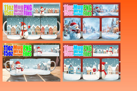 15x Bright Mug Wrap , Winter Sublimation afrosvg 