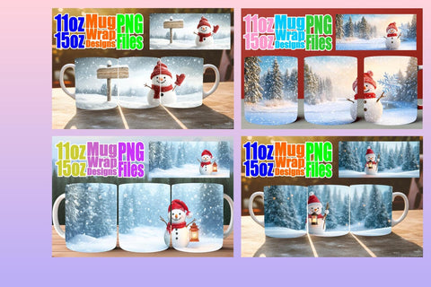 15x Bright Mug Wrap , Winter Sublimation afrosvg 
