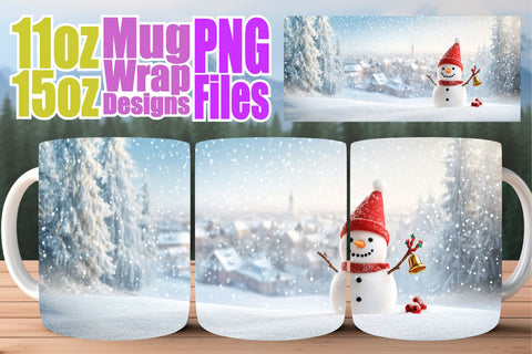 15x Bright Mug Wrap , Winter Sublimation afrosvg 