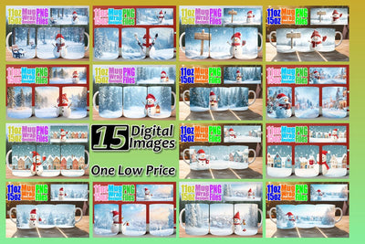 15x Bright Mug Wrap , Winter Sublimation afrosvg 